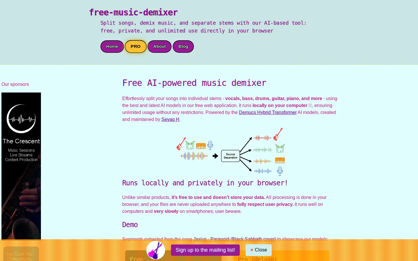 Free Music Demixer