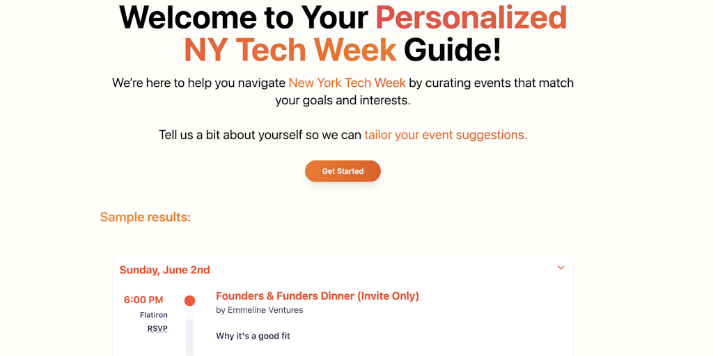 NY Tech Week AI Event Matcher