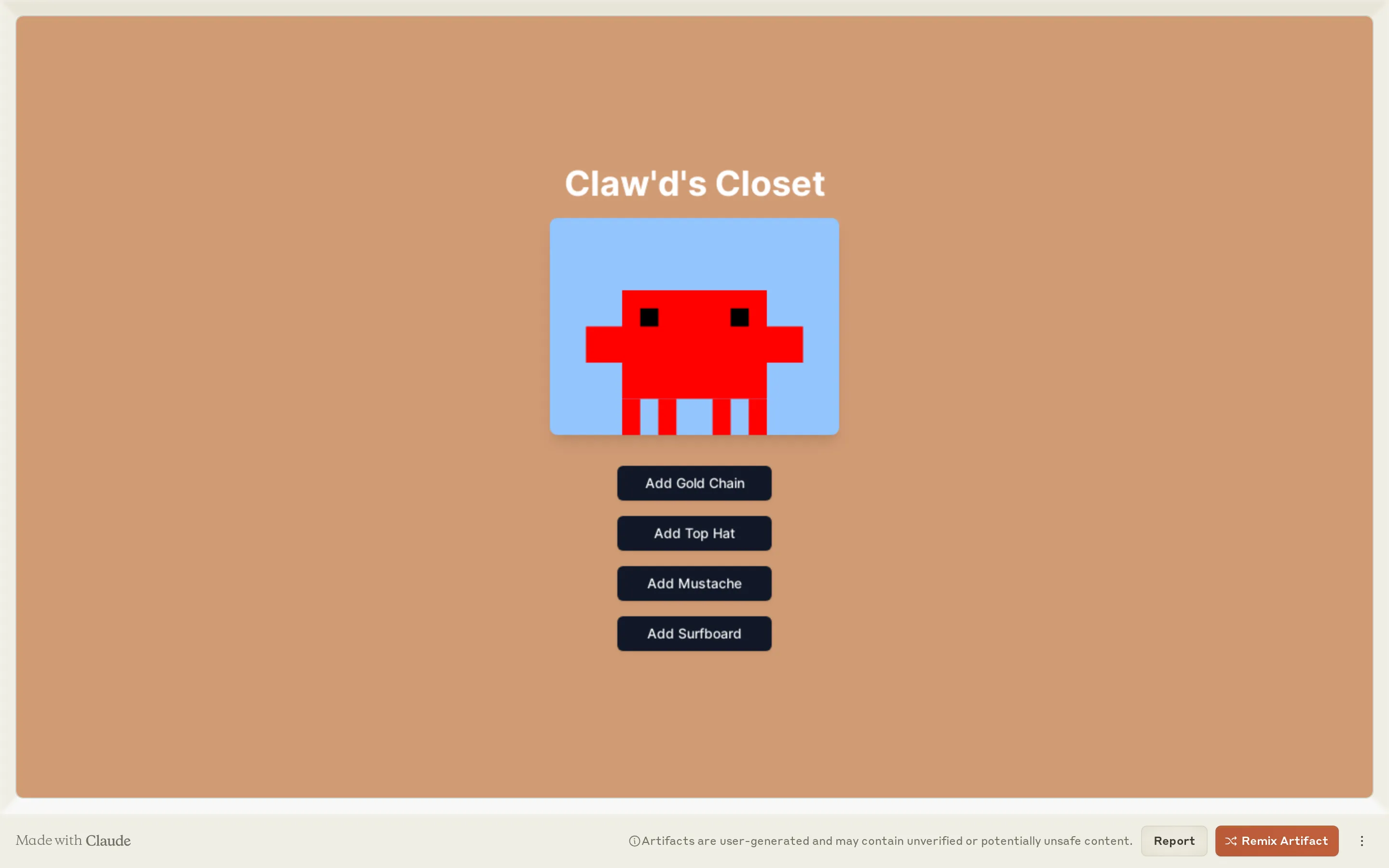 Claw'd's Closet - Crab Dress-Up Game