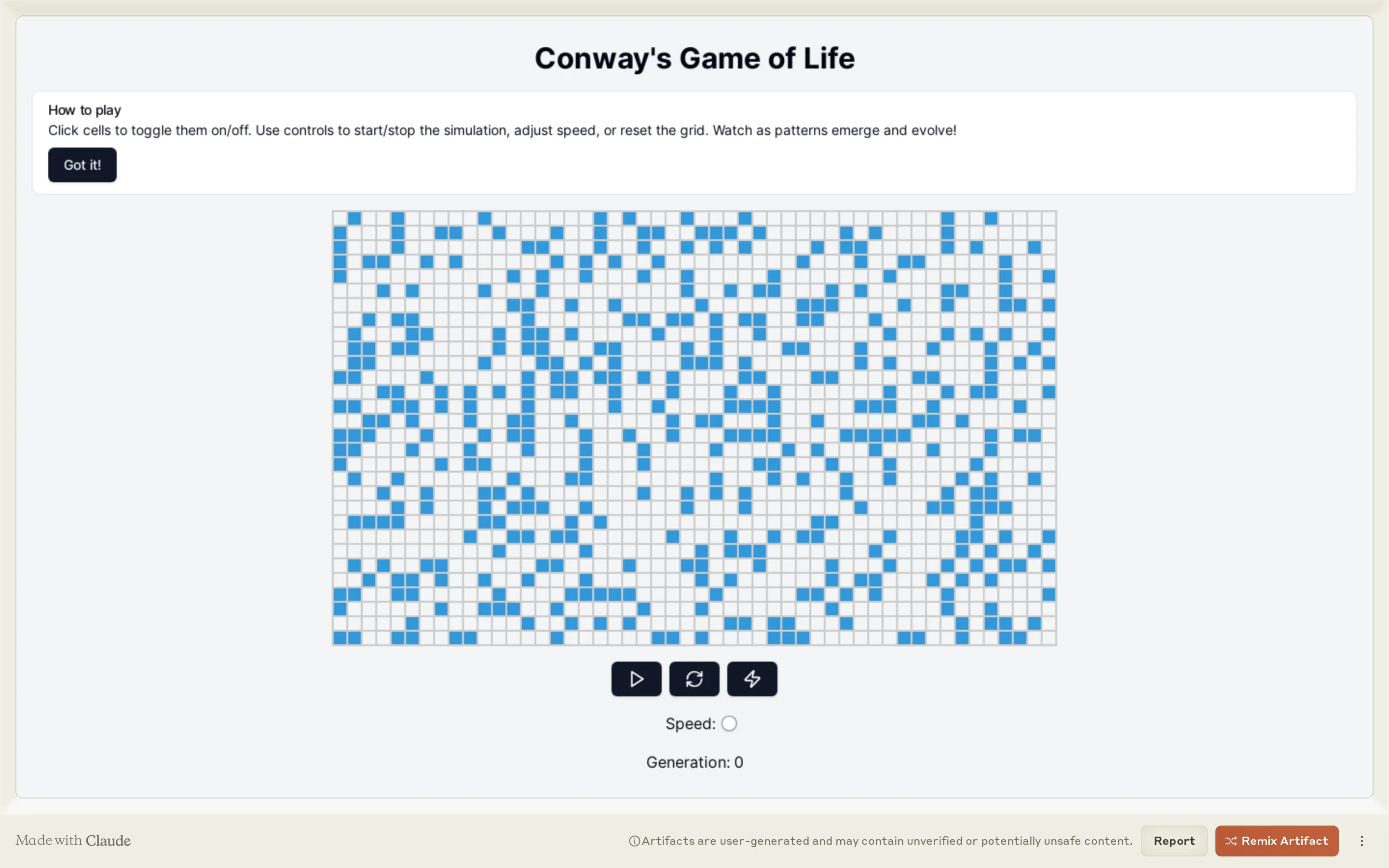 Interactive Conway's Game of Life