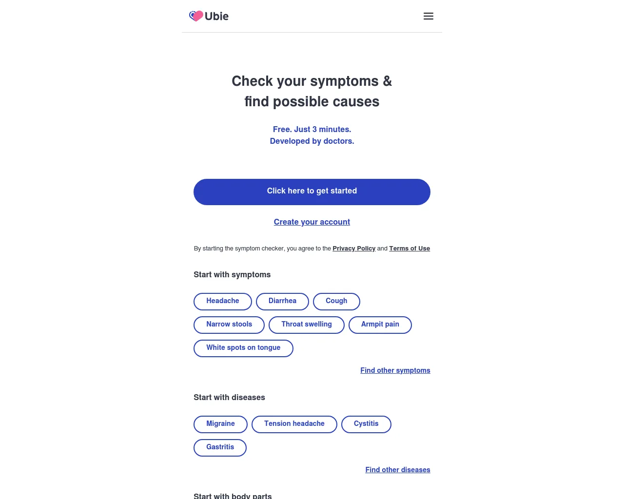 Ubie AI Symptom Checker preview